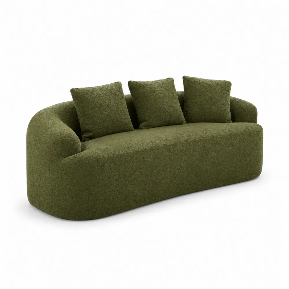 Sofa owalna z tkaniny poliestrowej zielona 220cm