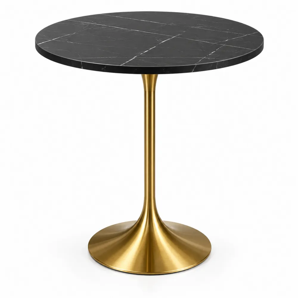 Stół okrągły z marmuru z podstawą metalową 80 cm
