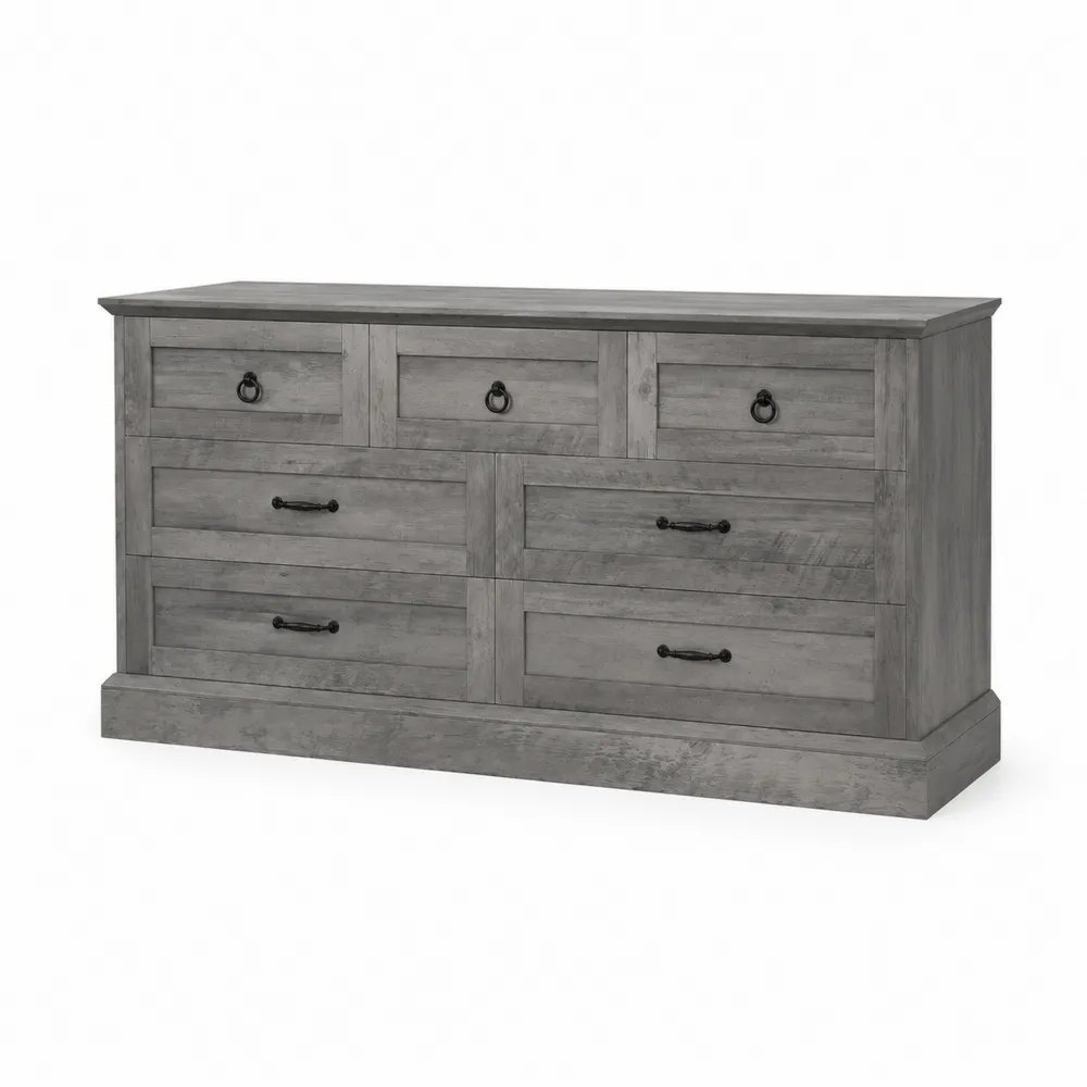 Komoda drewniana z szufladami, szary