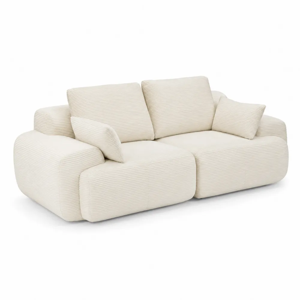 Sofa 2-osobowa z Prążkowanej Tkaniny, Drewno Lite, 180x95x85 cm