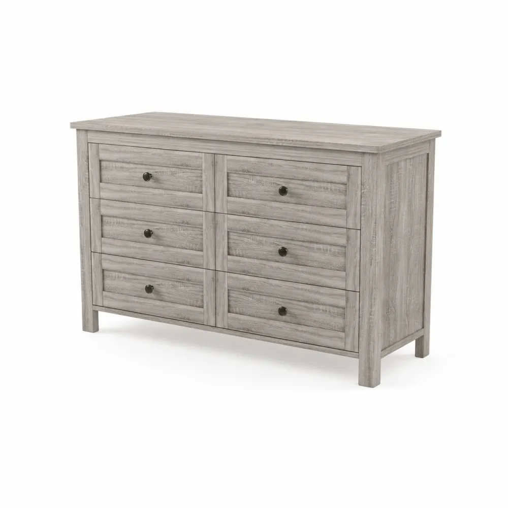 Komoda drewniana 6 szuflad dąb 120x80x40 cm