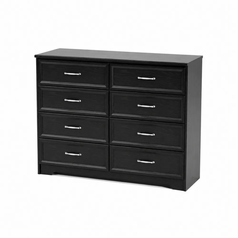 Komoda z 8 szufladami, Czarna, MDF