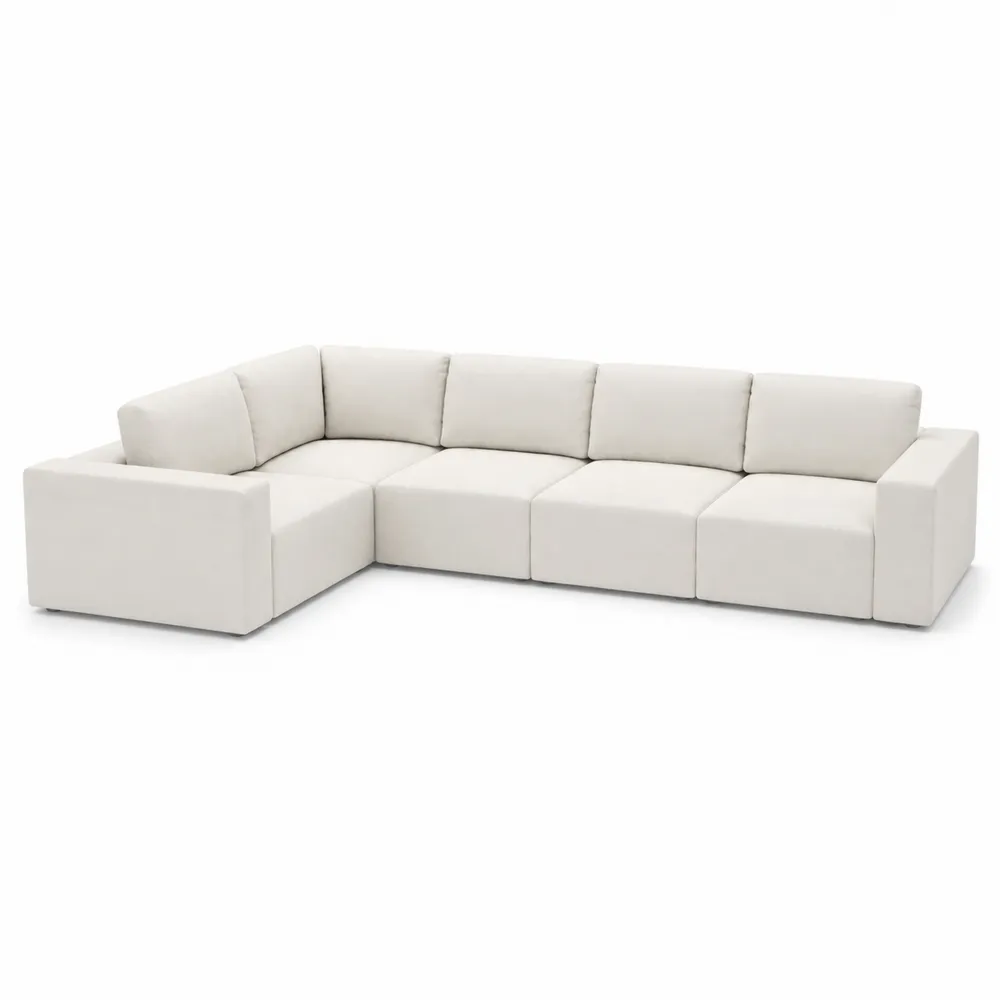 Narożna sofa z tkaniny poliestrowej Beżowa 300x200x85 cm