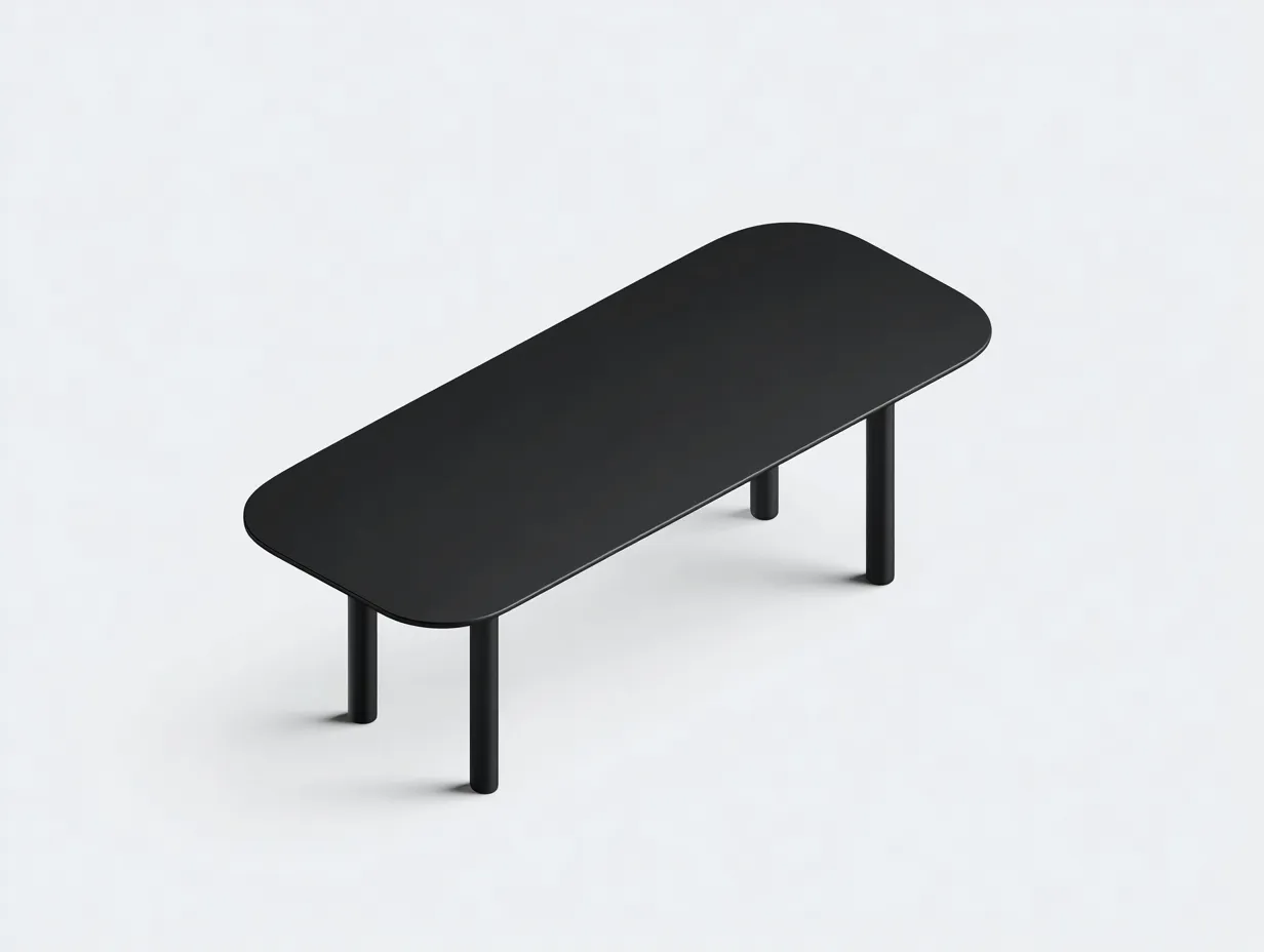 Mesa De Comedor rectangular de madera 220x95x75 cm - negro para comedor - tablero redondeado-Lonorzihome