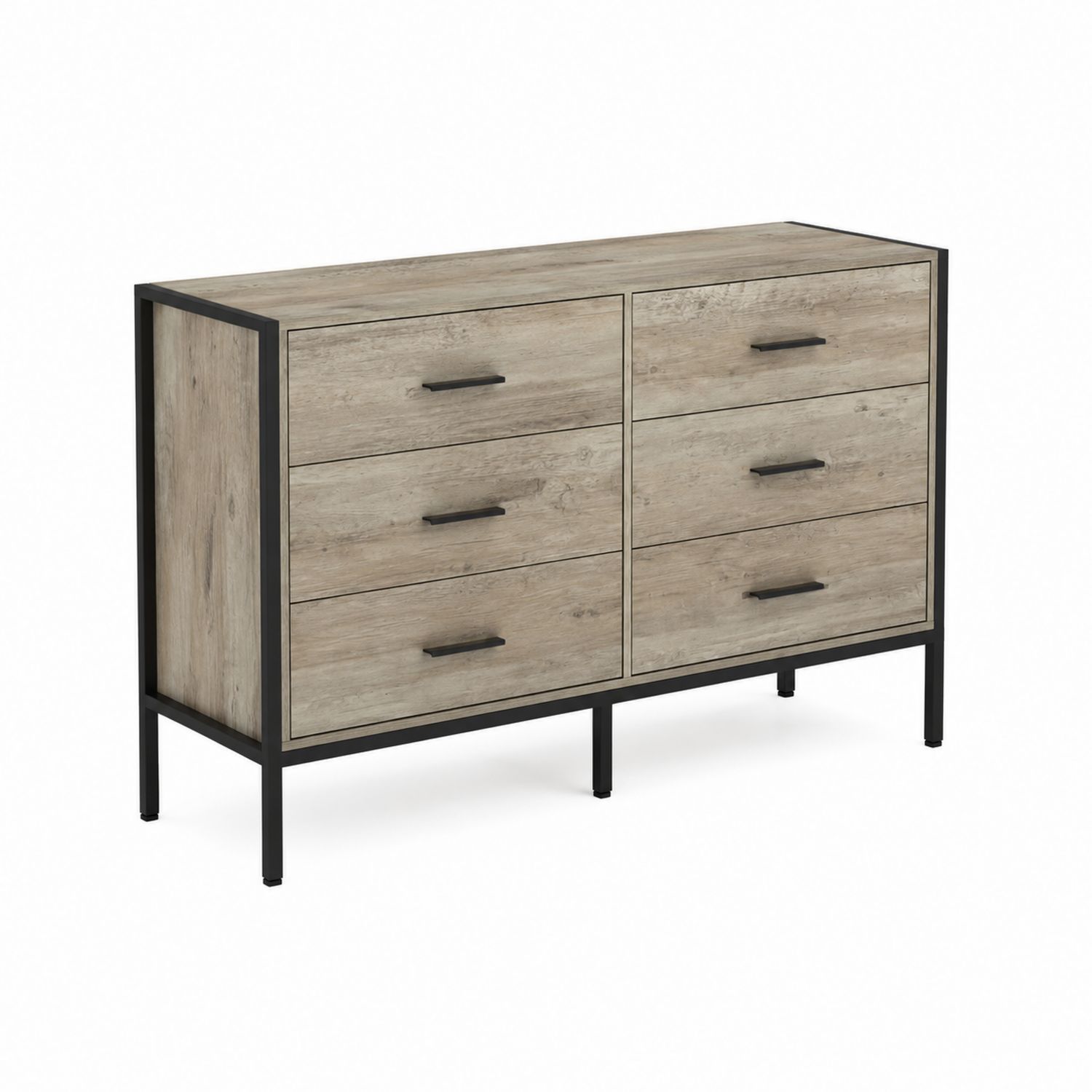 Kommode aus Holzoptik MDF mit Metallrahmen, 120x75x40cm-Velverocasa