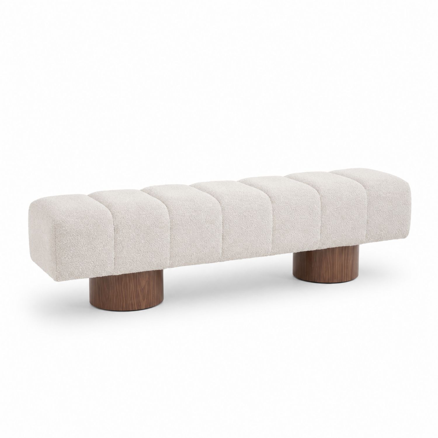 Polsterbank Bouclé Creme mit Holzfüßen 160x40x45 cm-Velverocasa