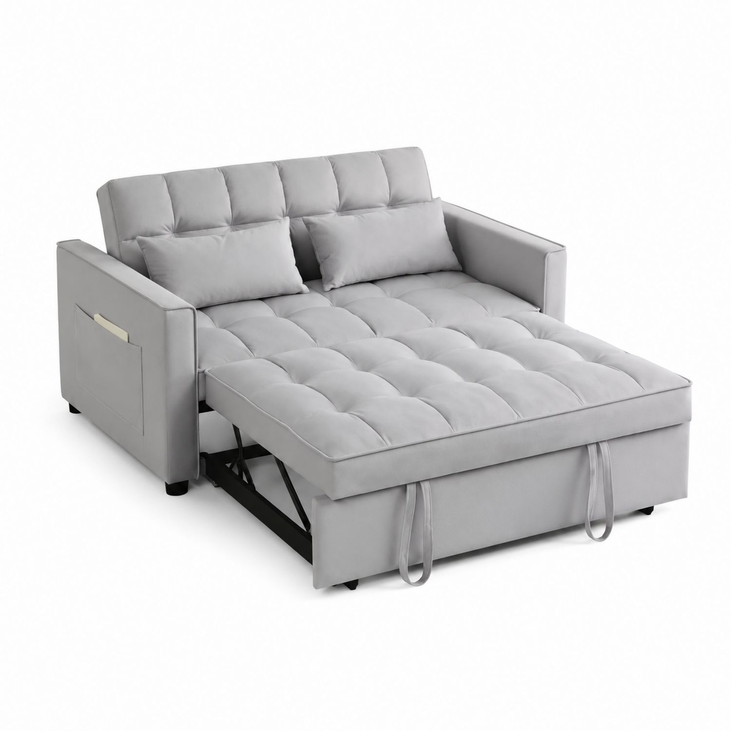 Schlafsofa 2-Sitzer Grau Mikrofaser-Velverocasa
