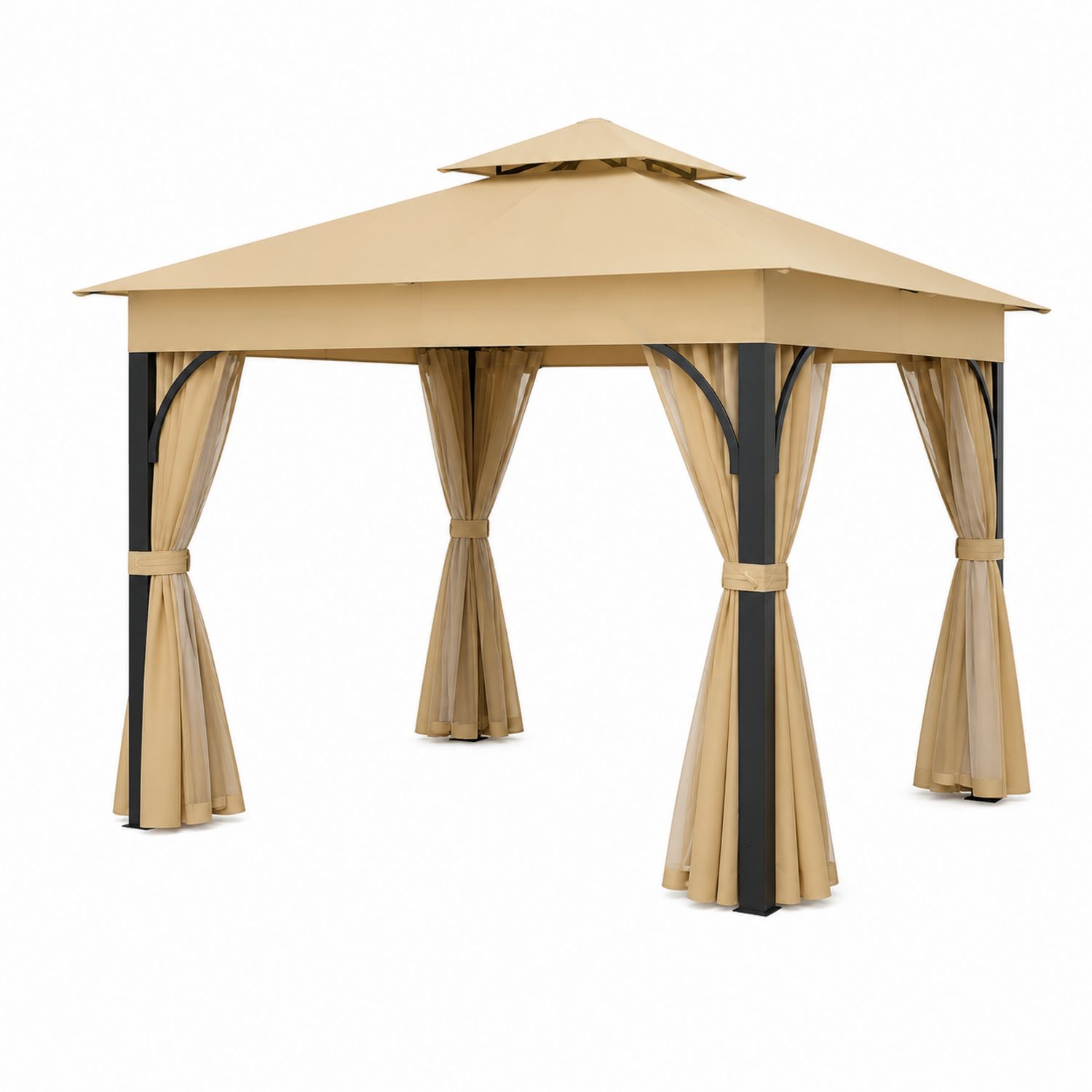 Pavillon Stahl Polyester Beige 300x300x250 cm-Velverocasa