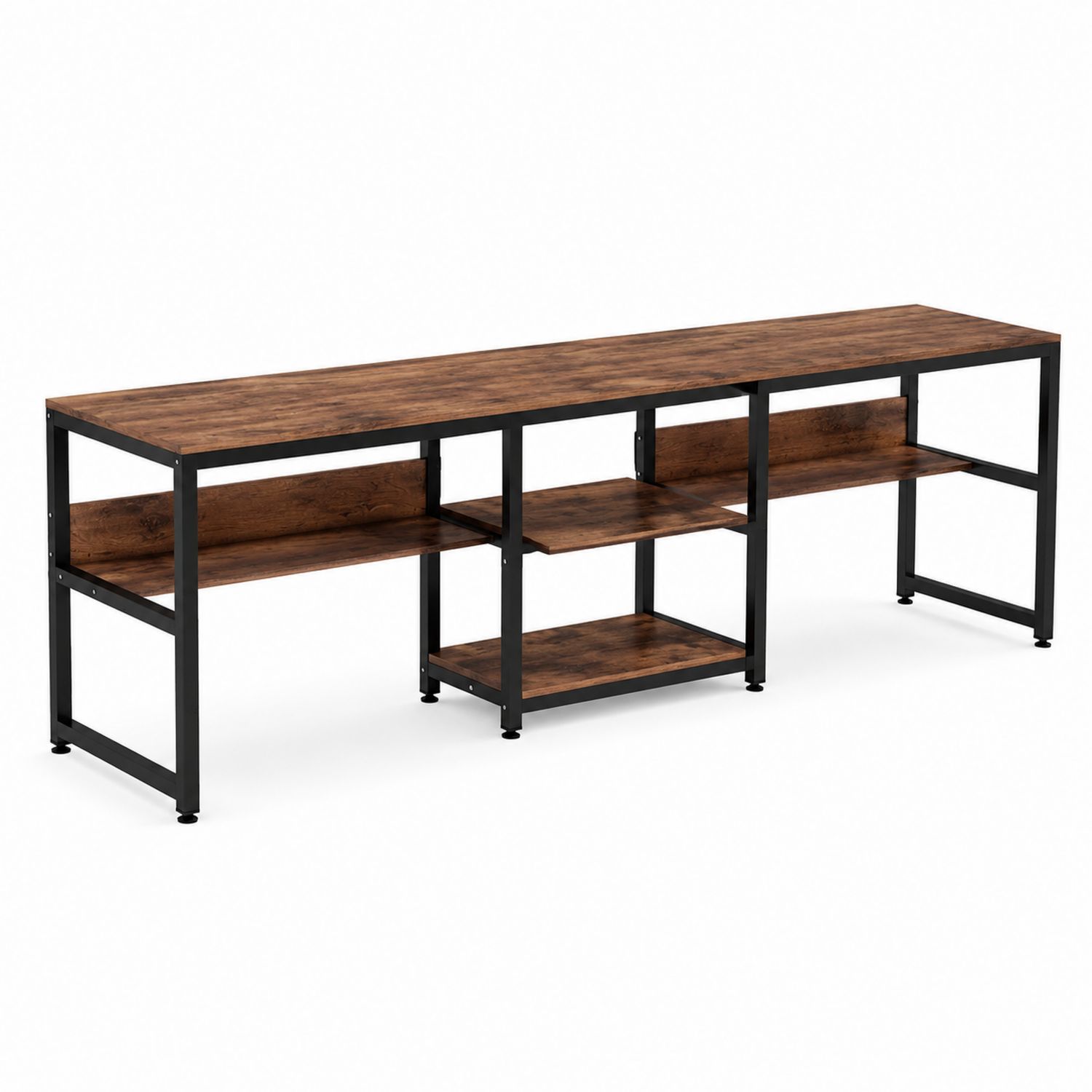 Schreibtisch mit Regalen aus Metall und Holzoptik Schwarz/Braun-Velverocasa
