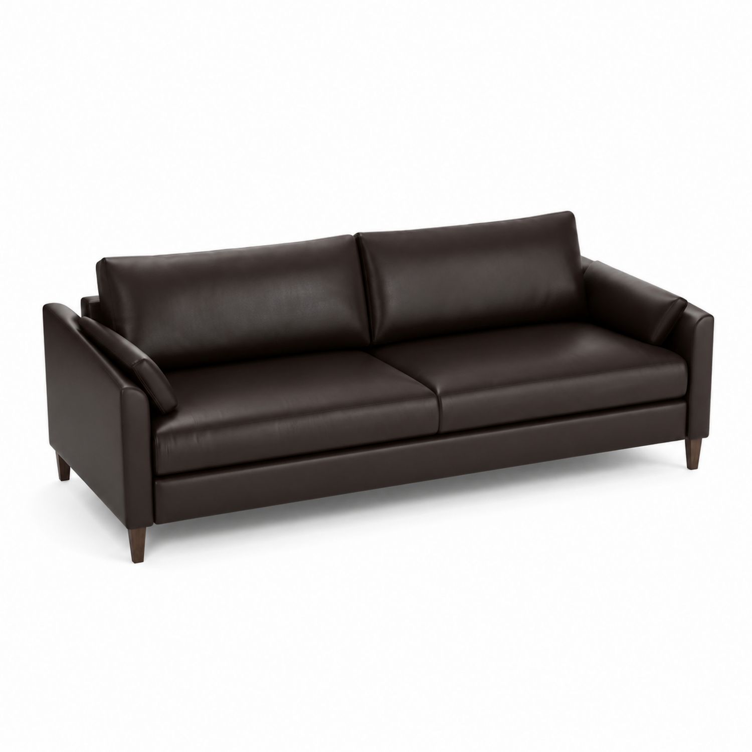 Ledersofa 3-Sitzer Dunkelbraun mit Holzfüßen-Velverocasa