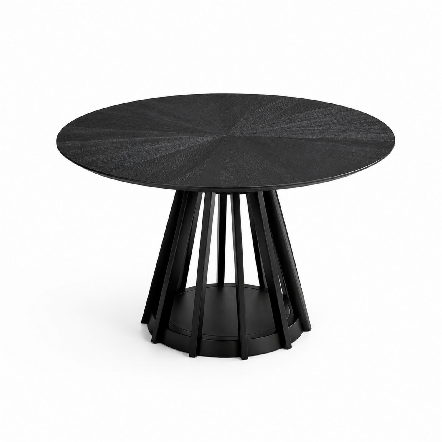 Runder Esstisch aus Eichenfurnier und Stahl Schwarz Ø120 cm-Velverocasa