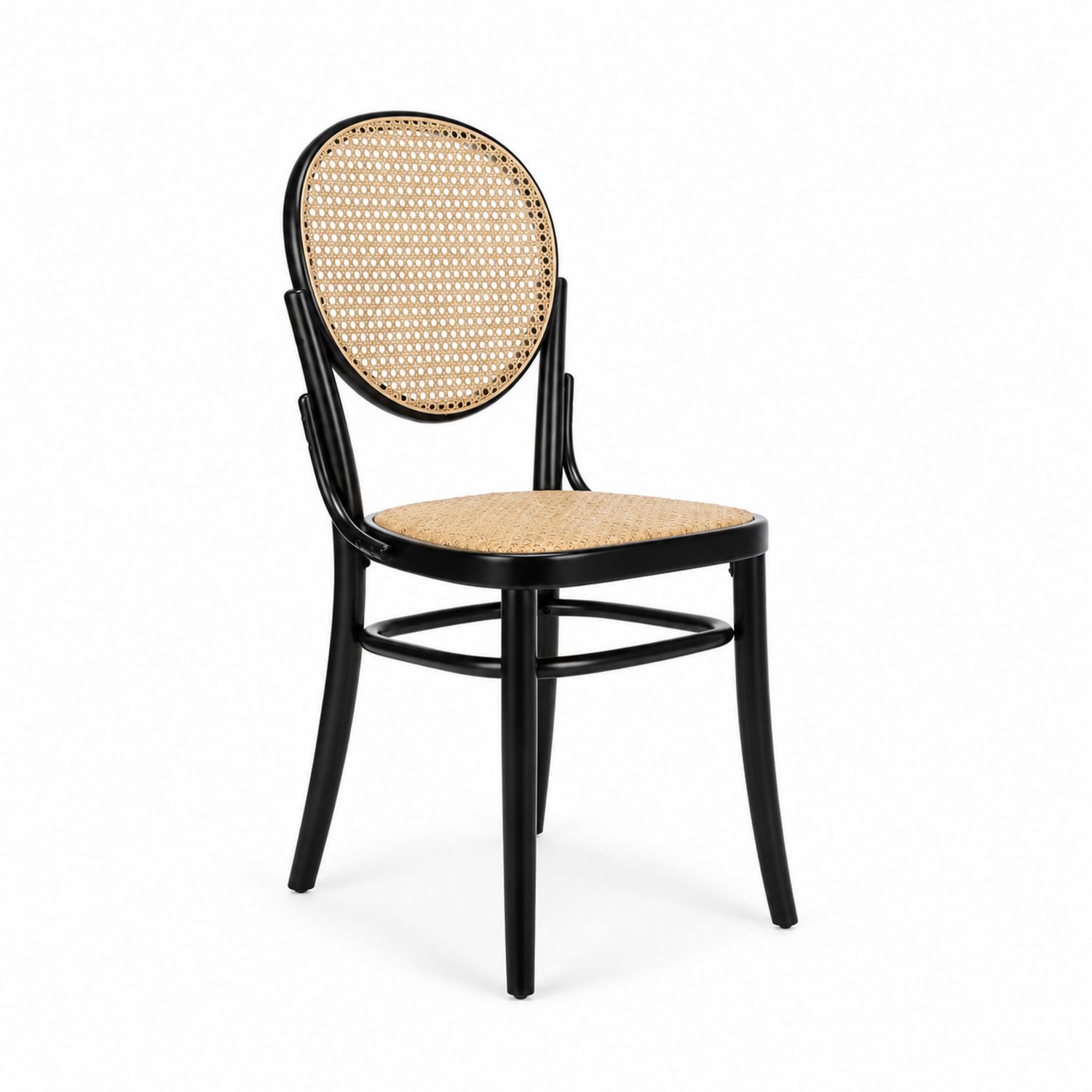 Esszimmerstuhl Naturrattan Sitzfläche Massivholz Rahmen Schwarz-Velverocasa