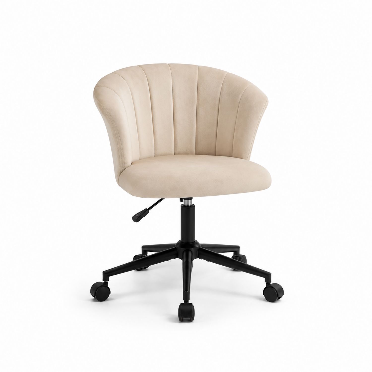 Bürostuhl Drehbar Höhenverstellbar Samt Metall Beige-Velverocasa