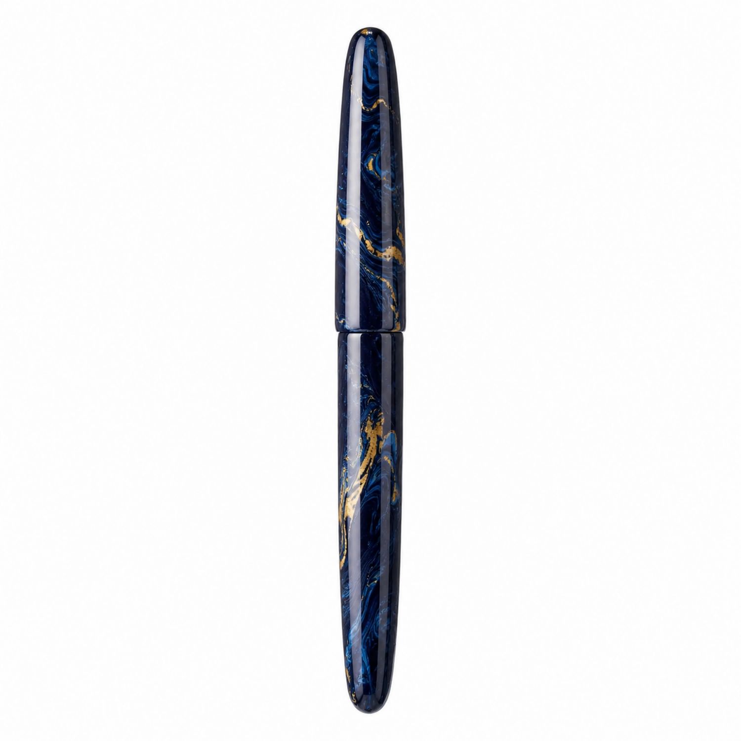 Penna Stilografica Blu e Oro con Design Marmorizzato