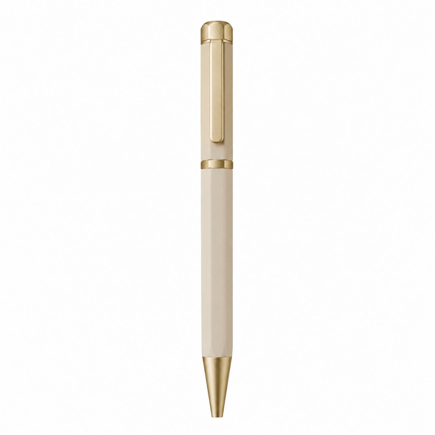 Penna a sfera beige con dettagli dorati 14,5 cm
