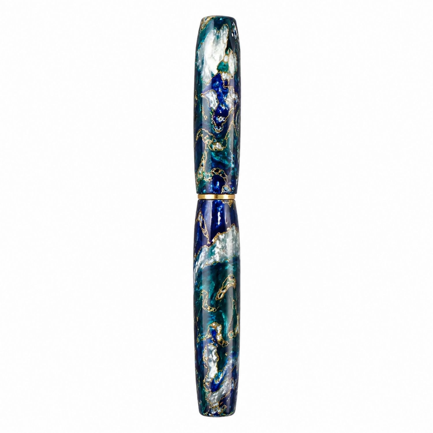 Penna Stilografica Artistica Blu e Verde Effetto Marmorizzato