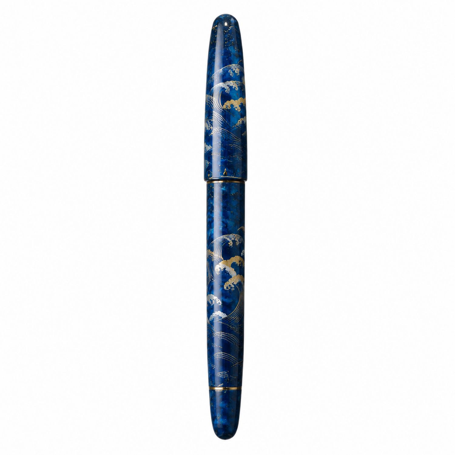 Penna Stilografica Blu e Oro con Design a Onde