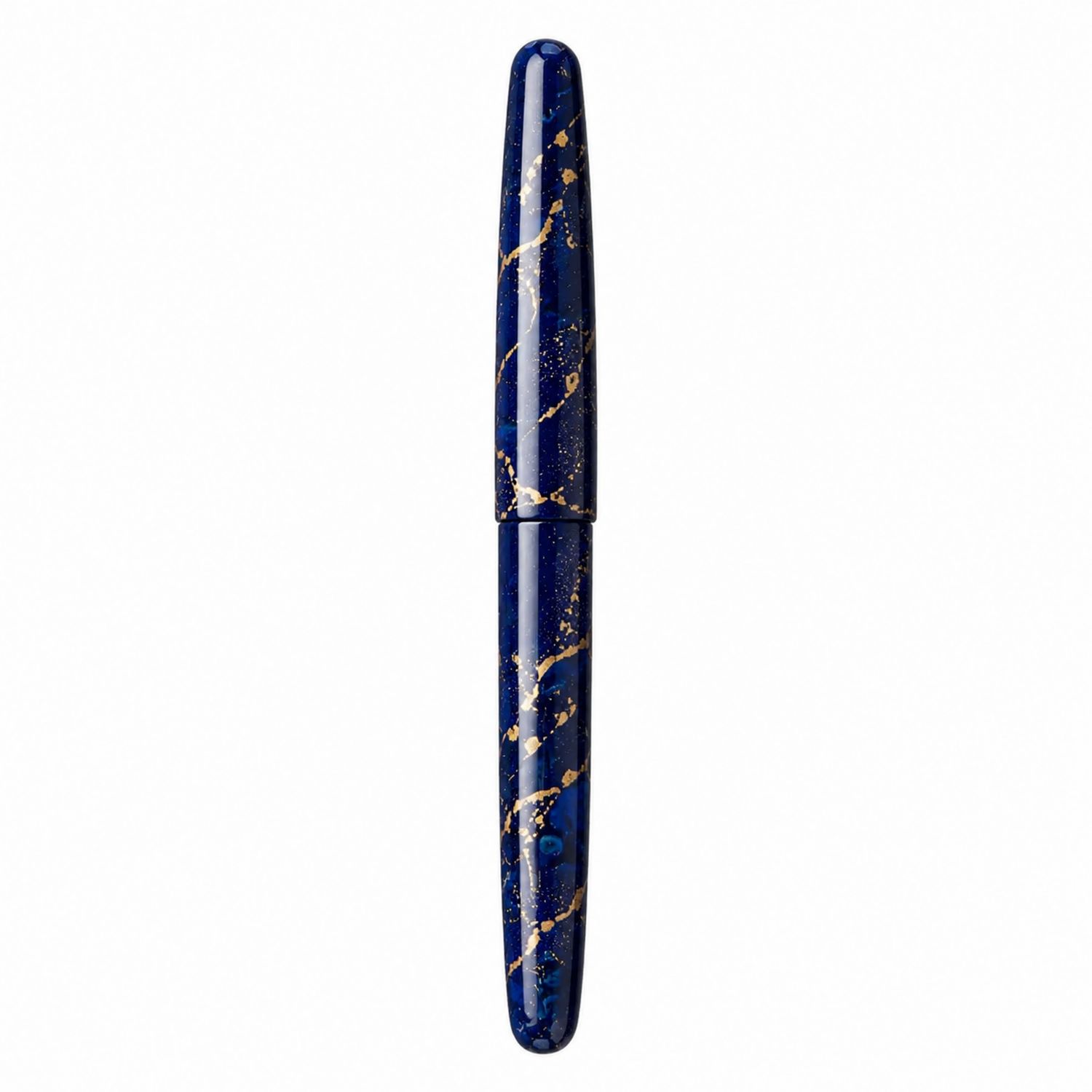 Penna stilografica blu con dettagli dorati