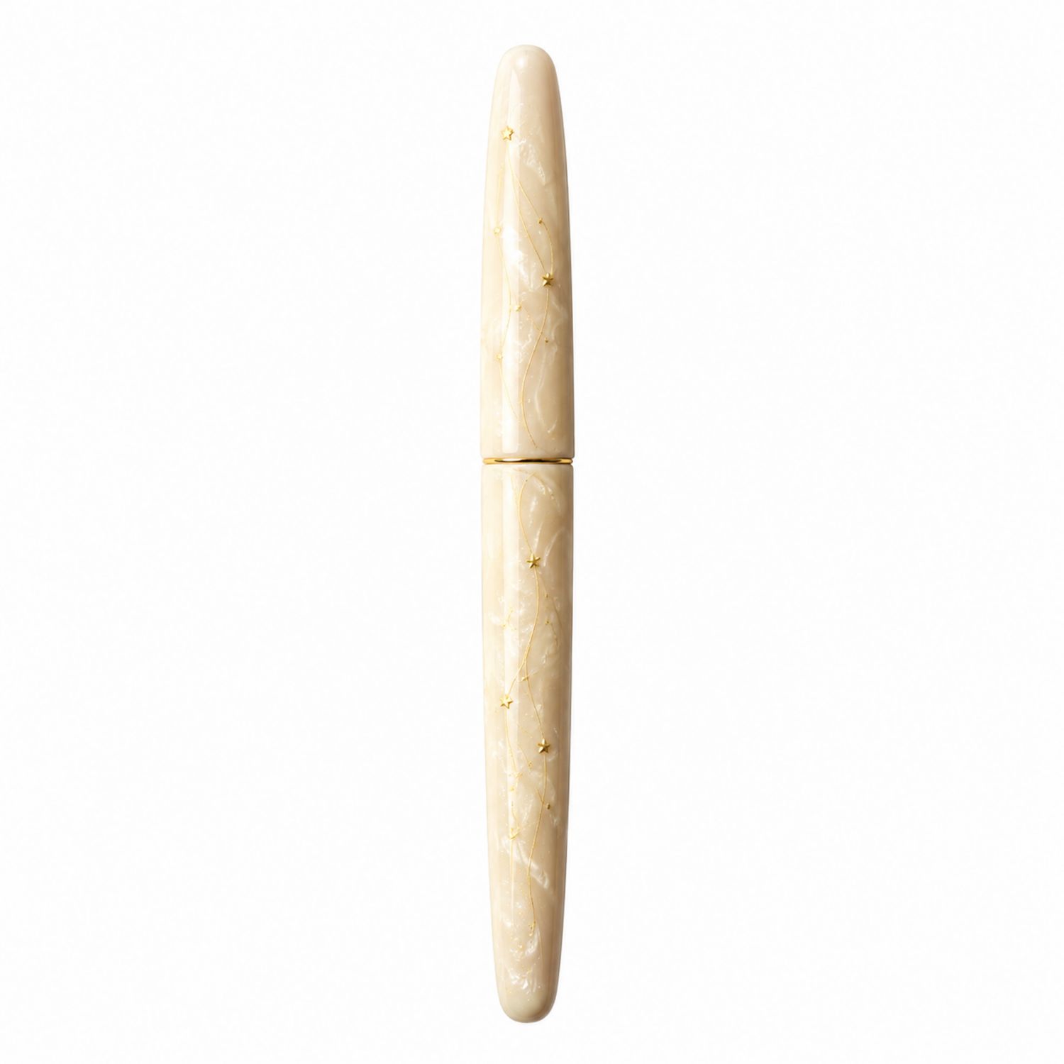 Penna Stilografica Avorio con Decorazioni Dorate