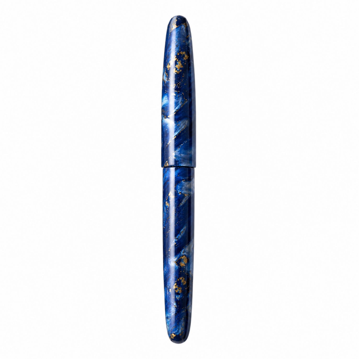 Penna Stilografica Lussuosa in Resina Blu con Dettagli Dorati