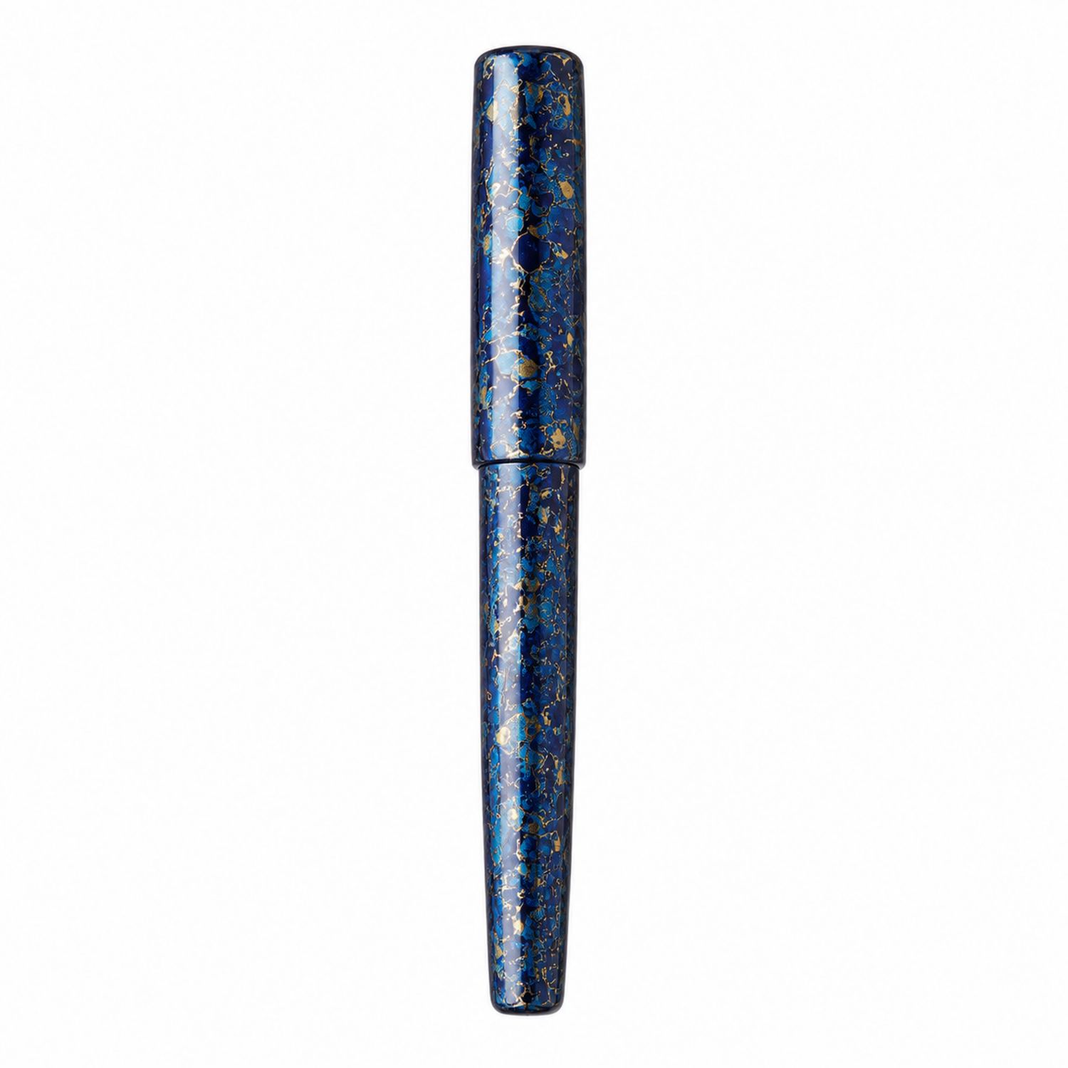 Penna Stilografica Blu Marmorizzata con Dettagli Dorati