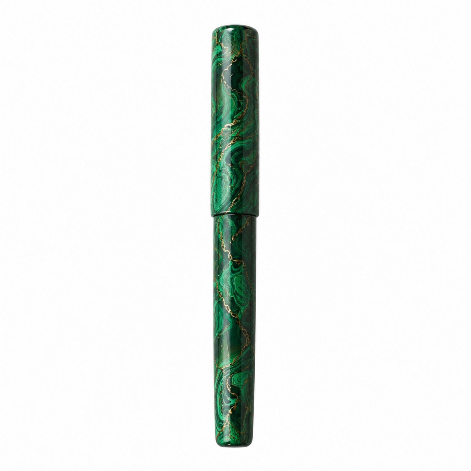 Penna Stilografica Marmorizzata Verde con Dettagli Dorati