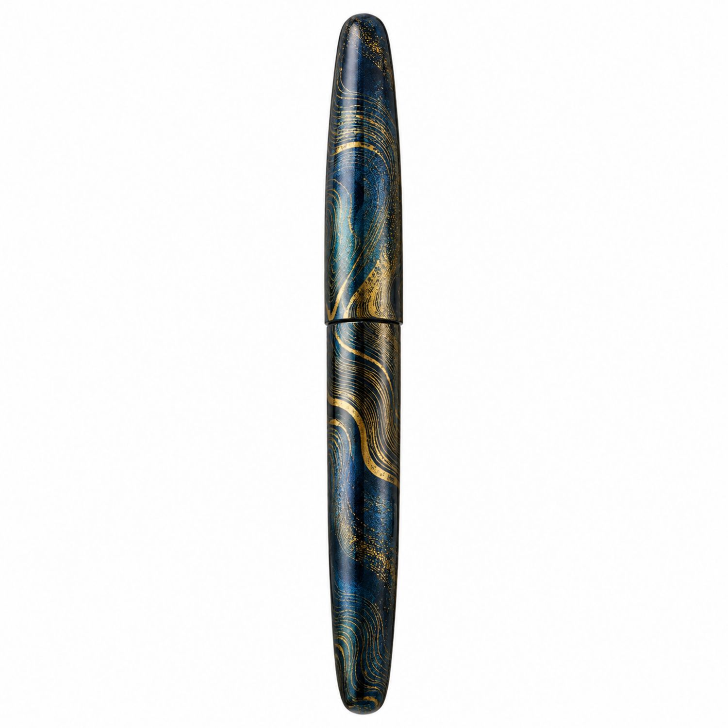 Penna Stilografica Motivo Ondulato Blu e Oro