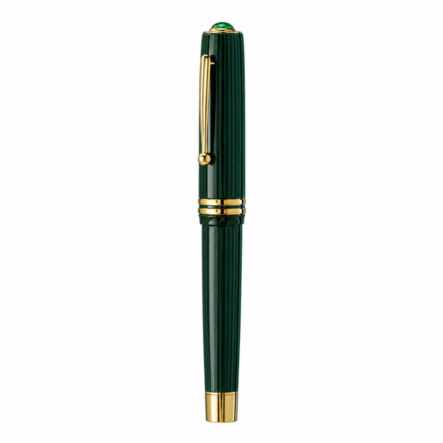 Penna Stilografica Verde e Oro con Punta Fine