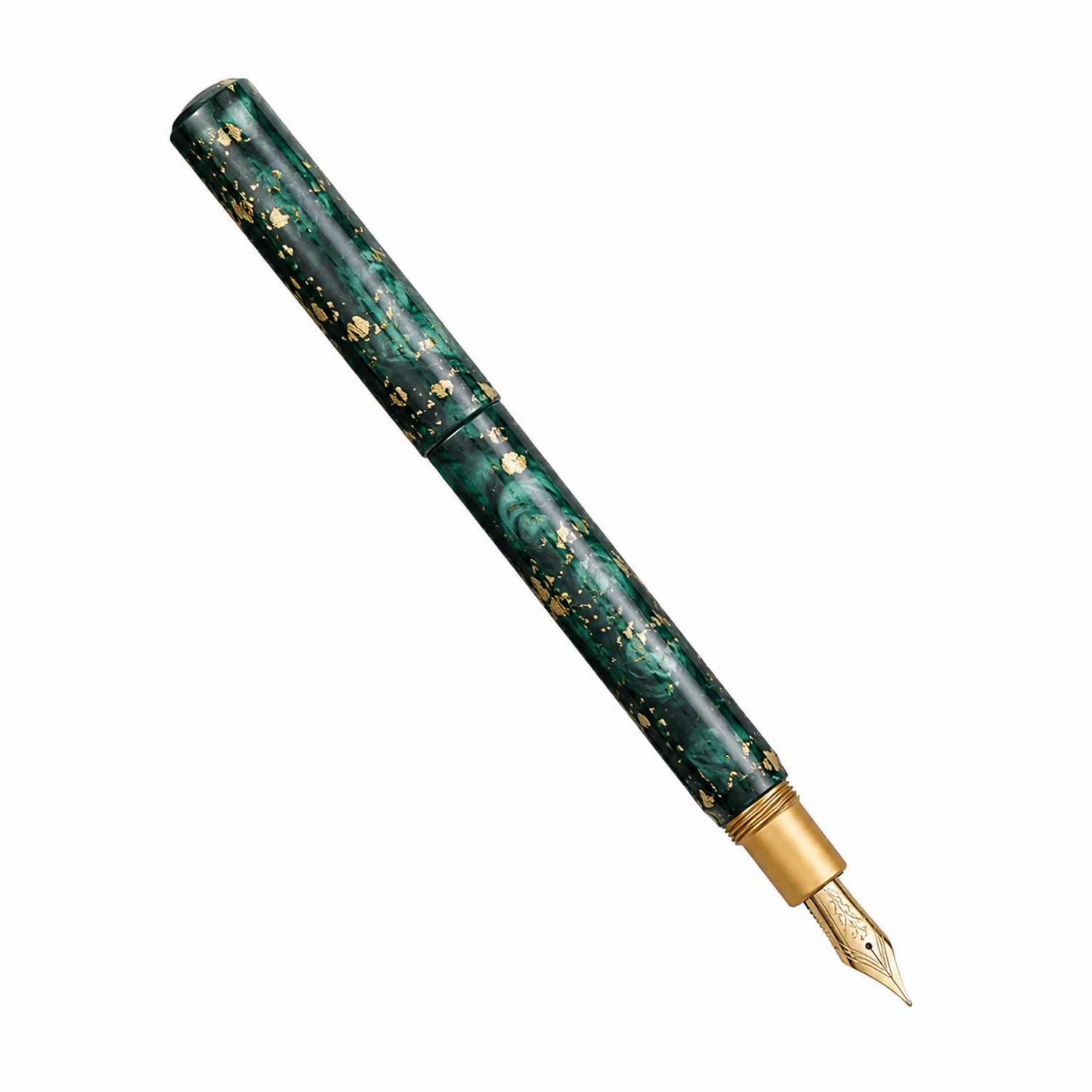 Penna Stilografica Verde con Dettagli Dorati