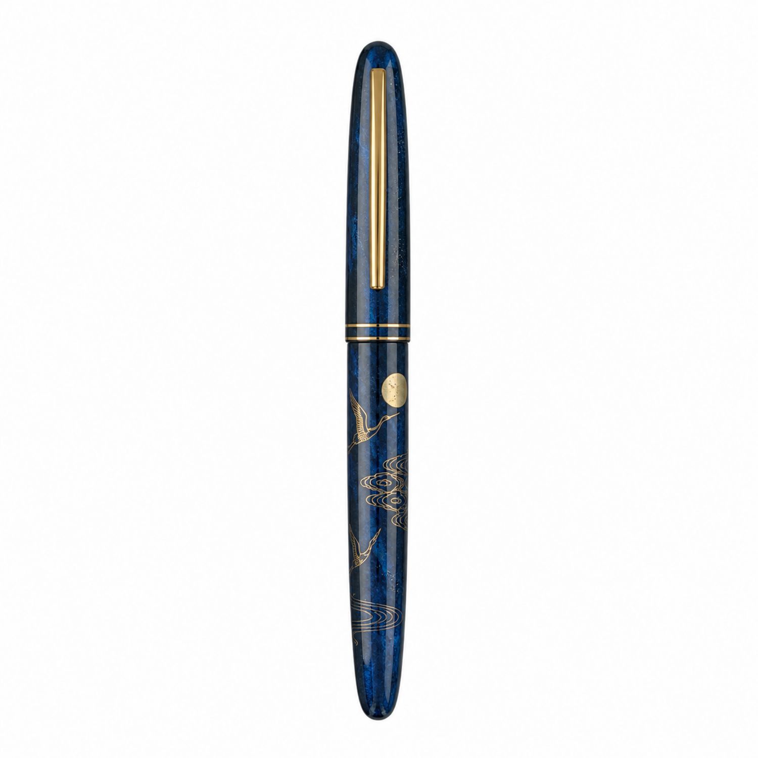 Penna Stilografica Maki-e Blu con Dettagli Dorati