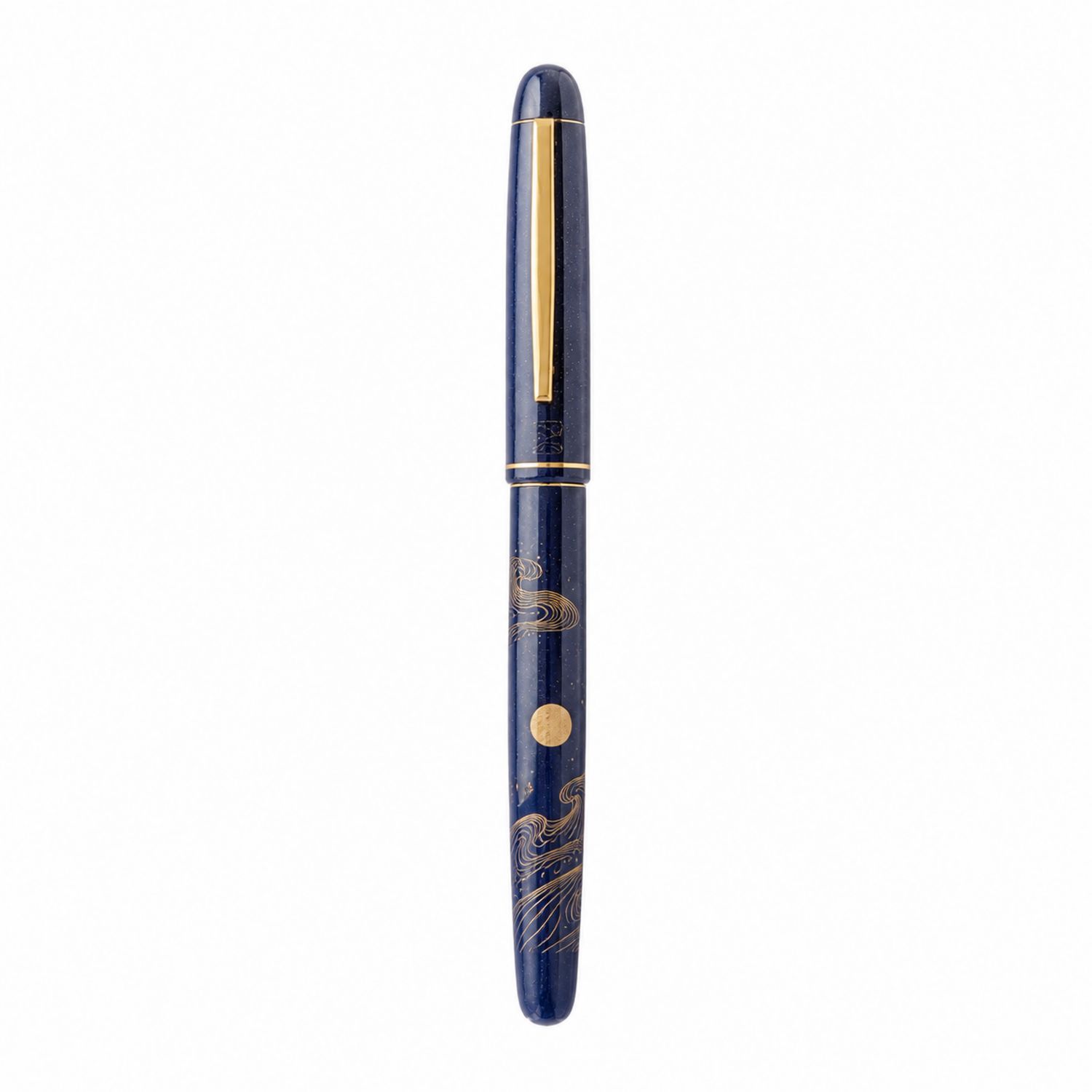 Penna Stilografica Blu con Decorazioni in Oro