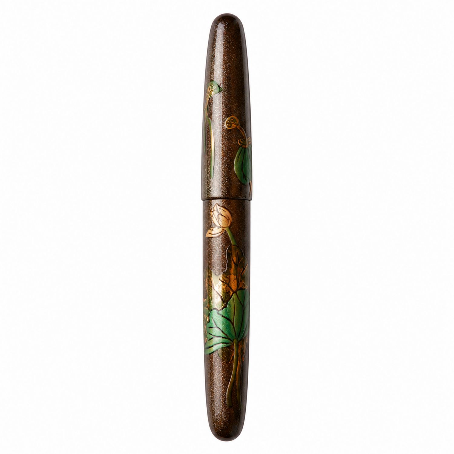 Penna Stilografica Artigianale Decorativa in Maki-e - Marrone e Verde