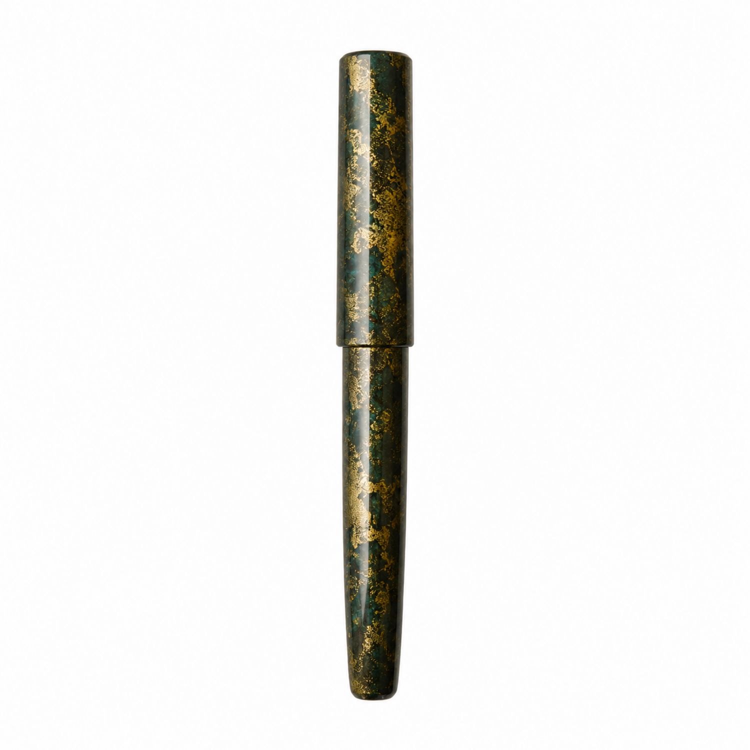 Penna Stilografica Verde Marmorizzata con Dettagli Dorati