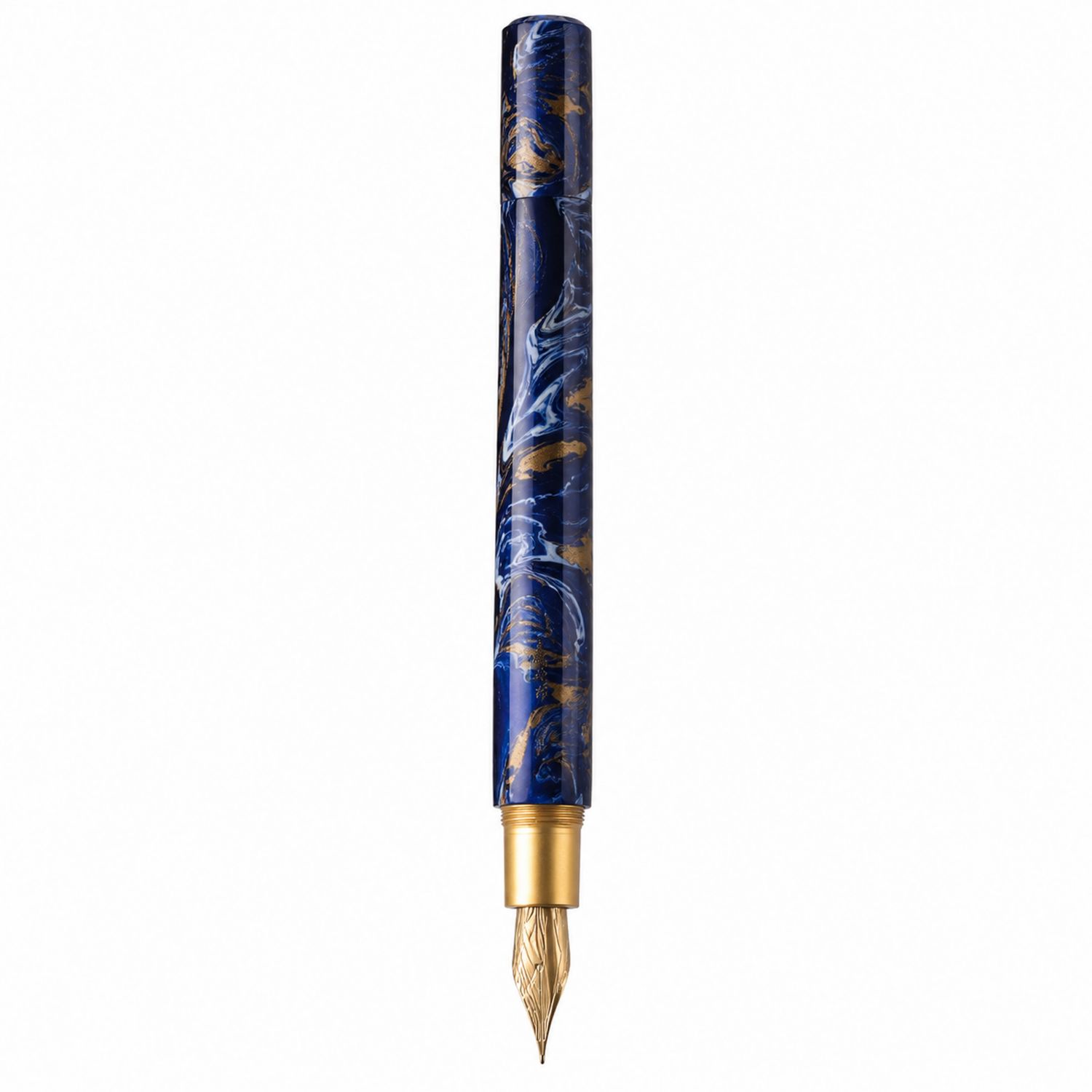 Penna Stilografica Marmorizzata Blu e Oro
