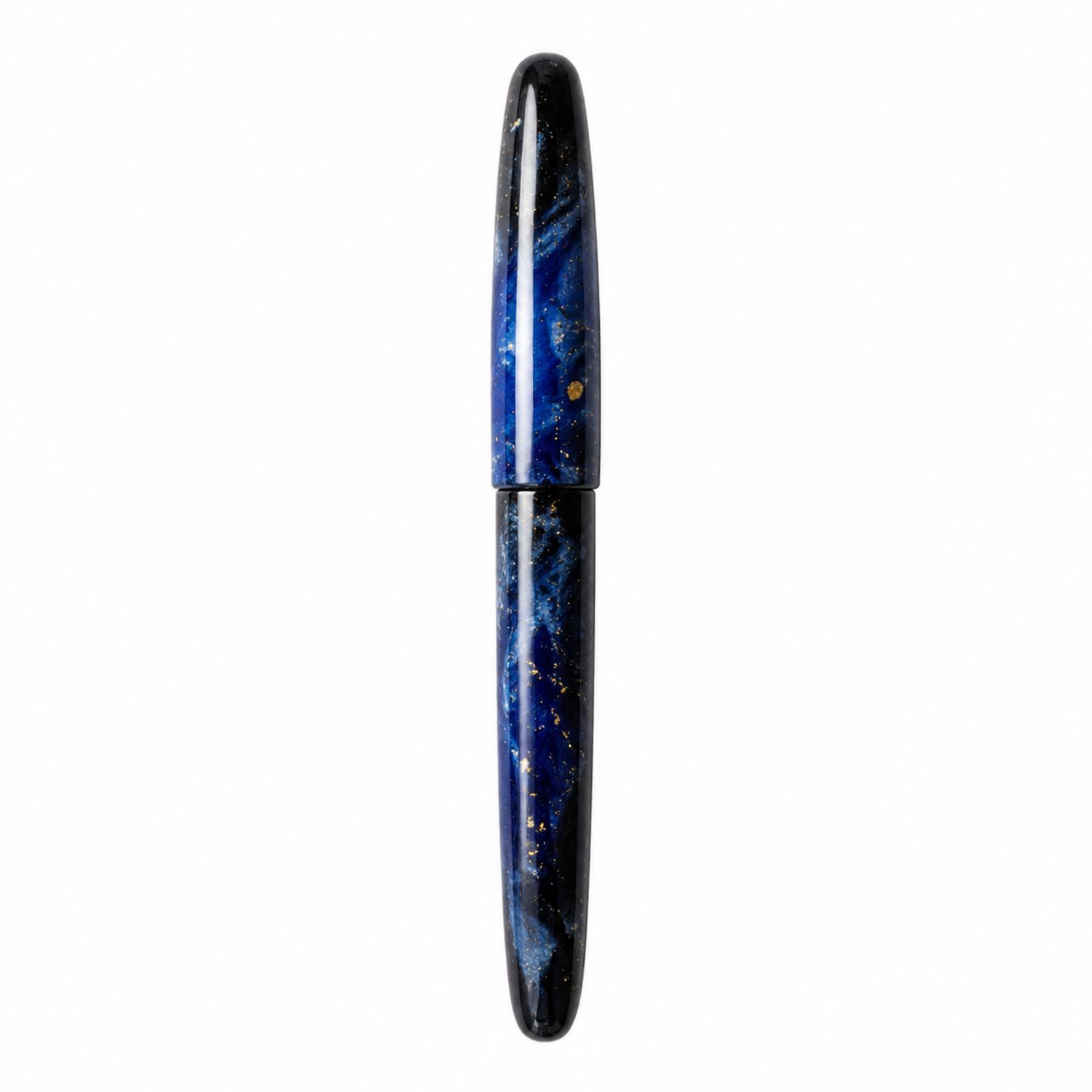 Penna Stilografica in Resina Blu e Nera con Effetto Marmo