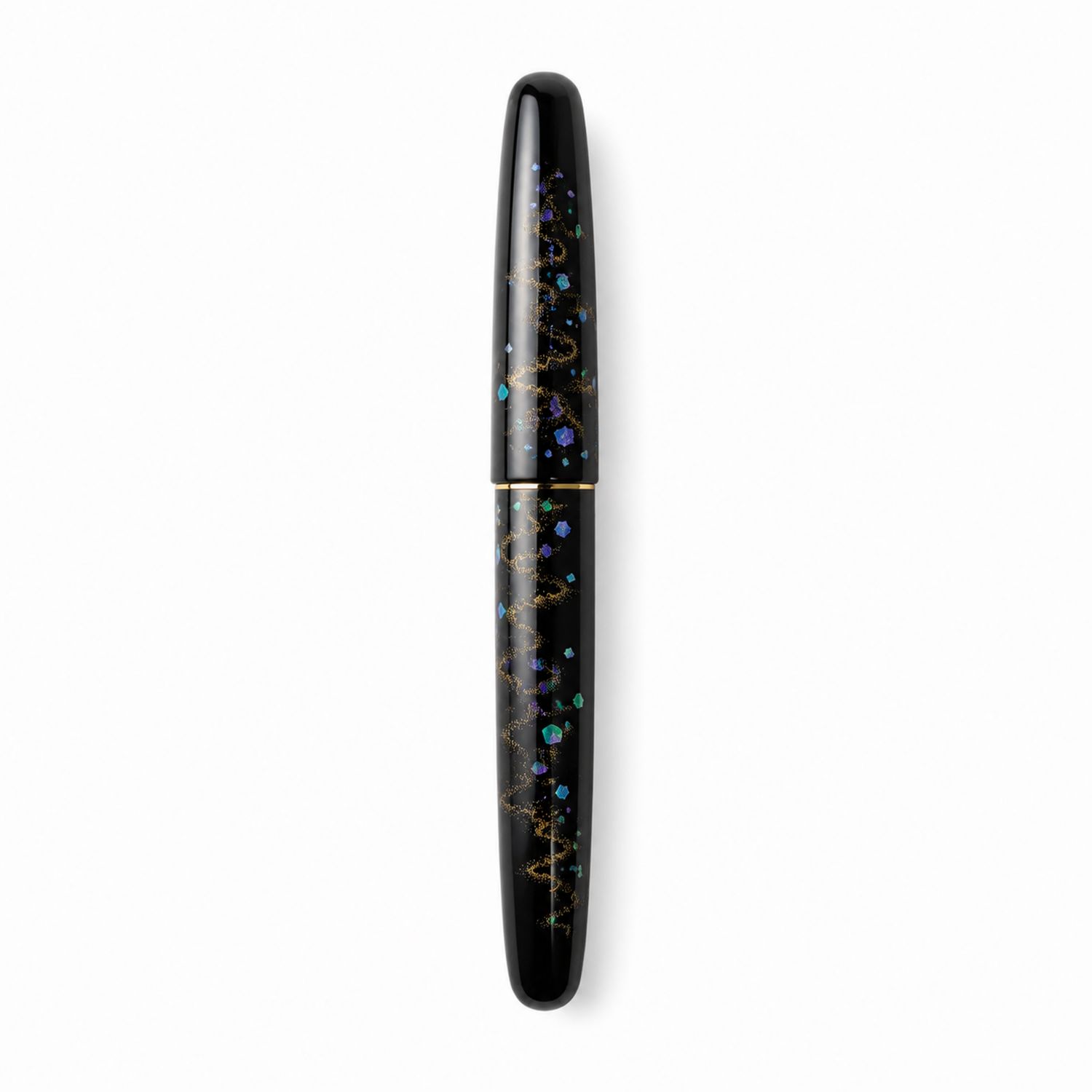 Penna Stilografica Nera Decorativa con Dettagli Artistici