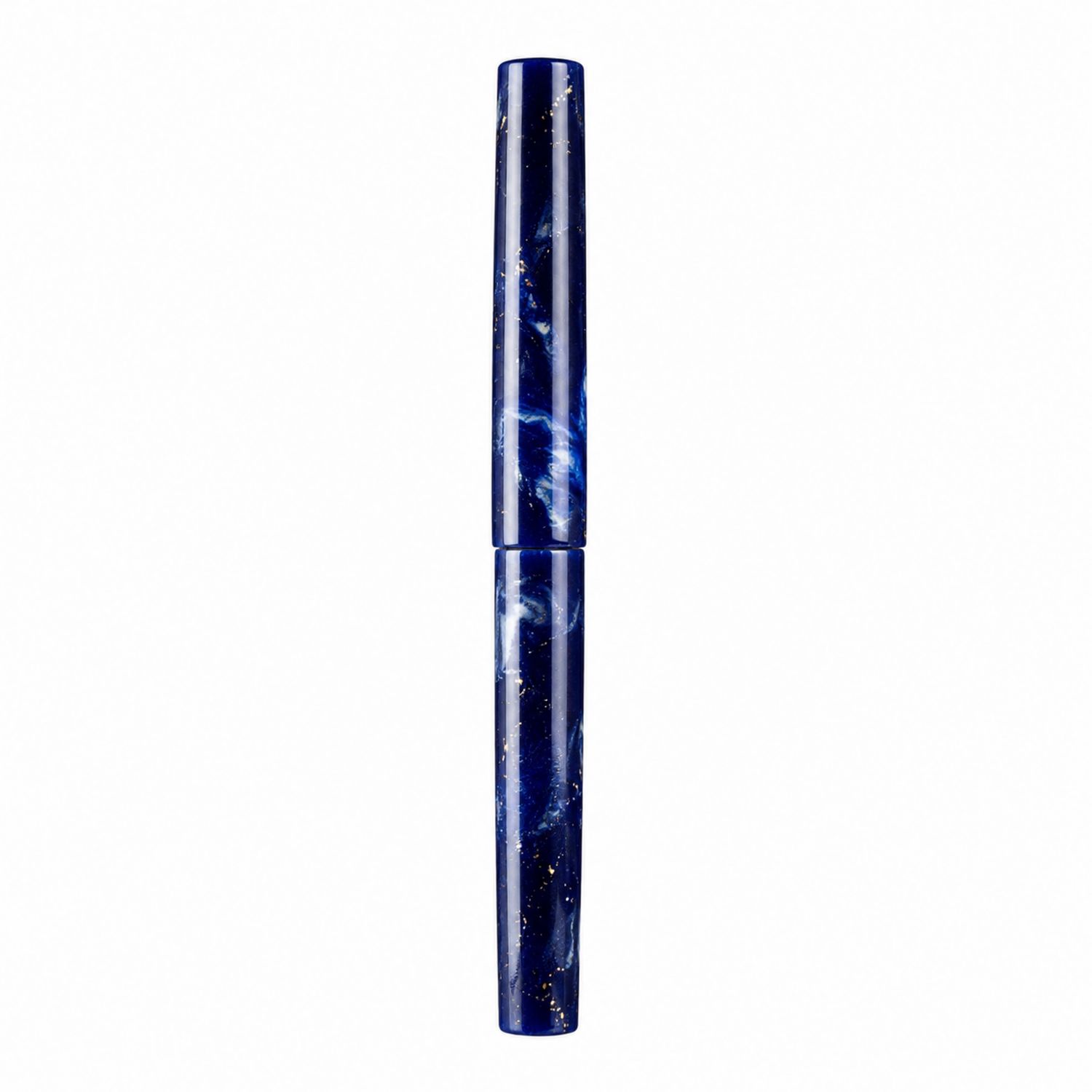 Penna stilografica blu marmorizzata con dettagli dorati