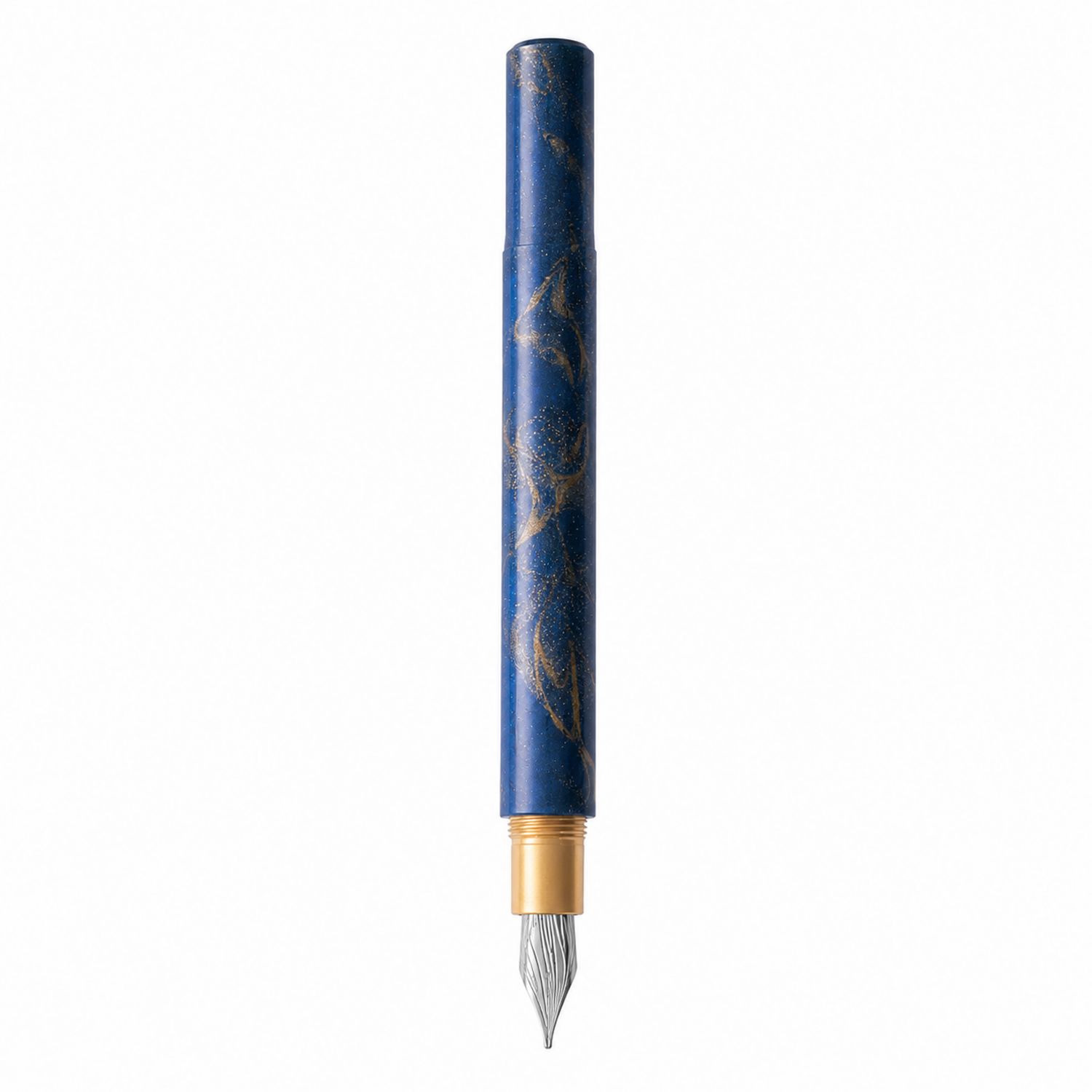 Penna Stilografica Blu con Motivi Dorati