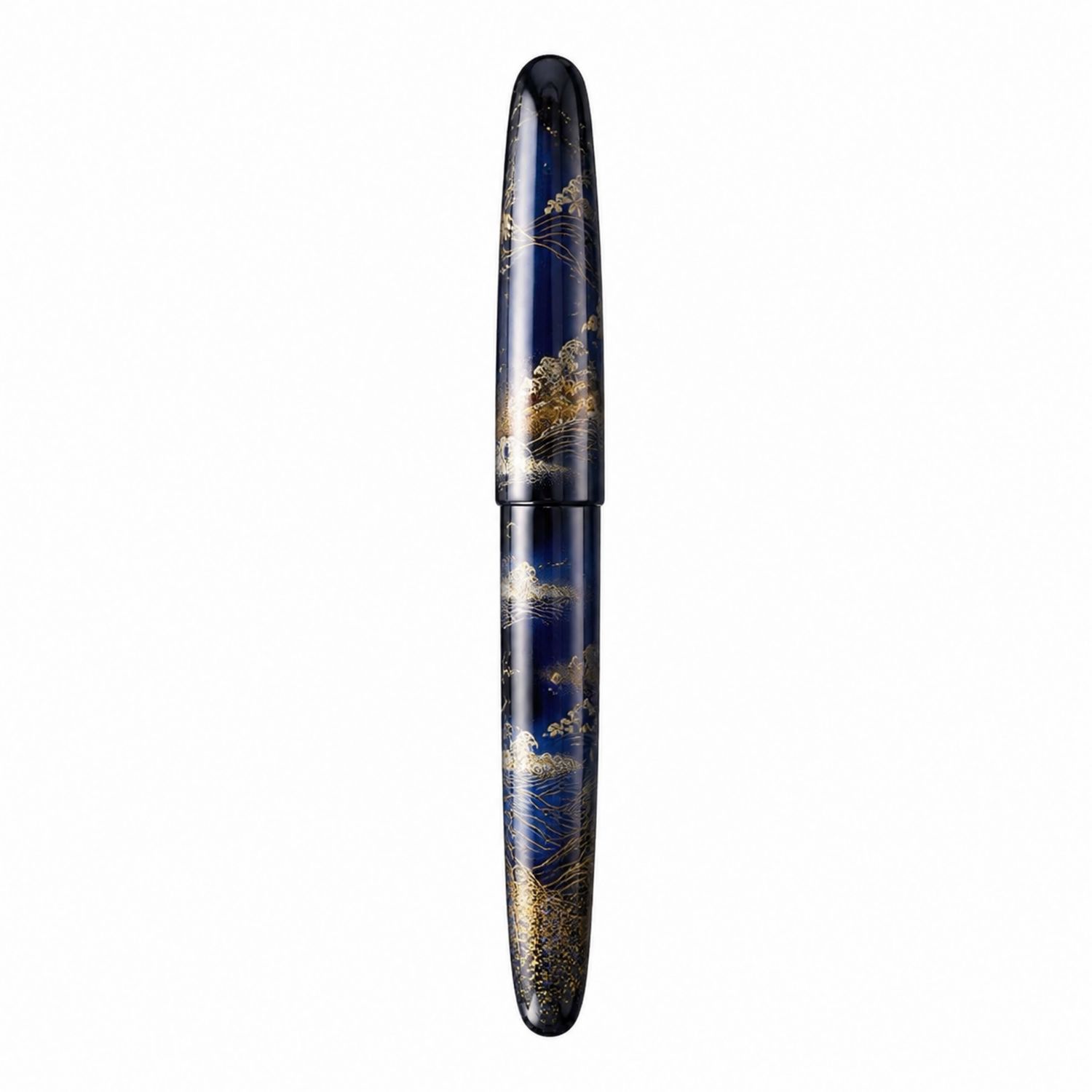 Penna stilografica blu con decorazione maki-e oro