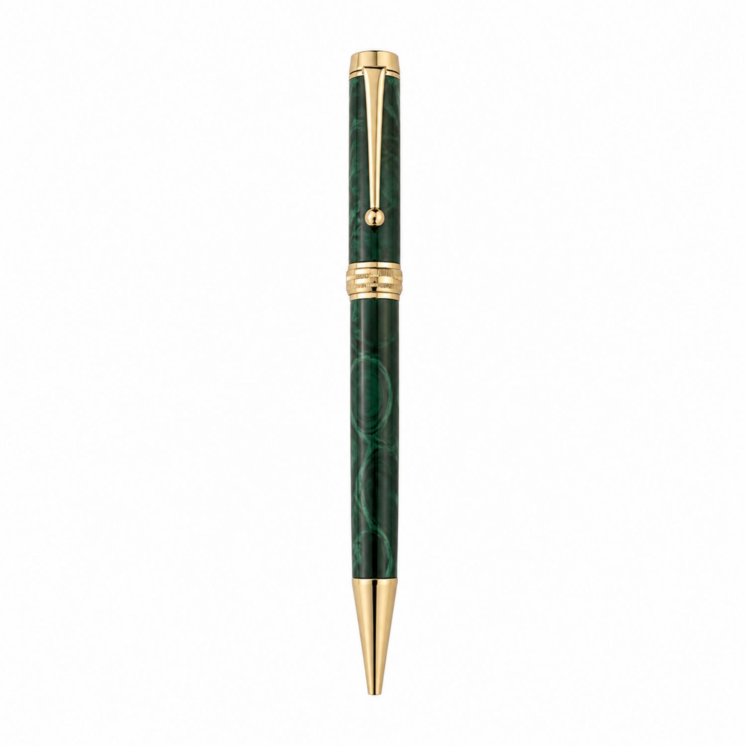 Penna a sfera elegante verde con dettagli dorati