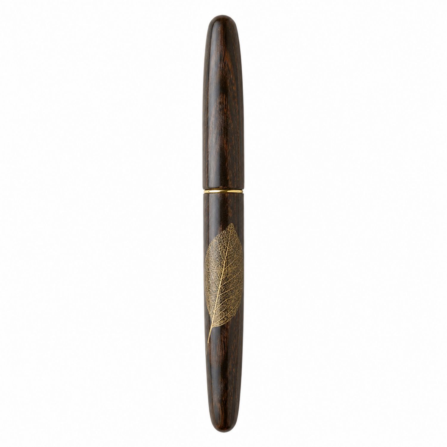 Penna stilografica in legno con decorazione foglia dorata
