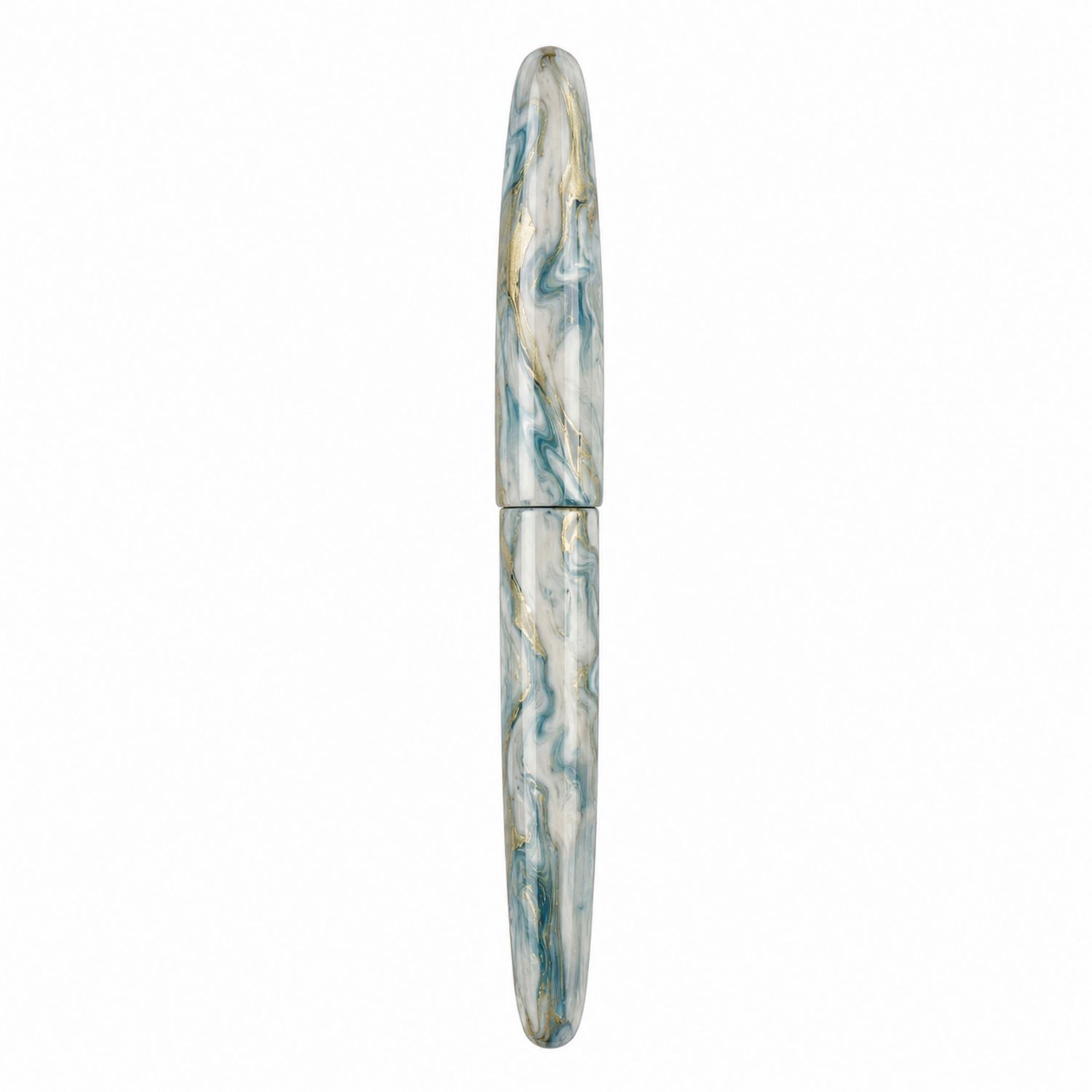 Penna Stilografica Marmorizzata Bianco Blu Oro