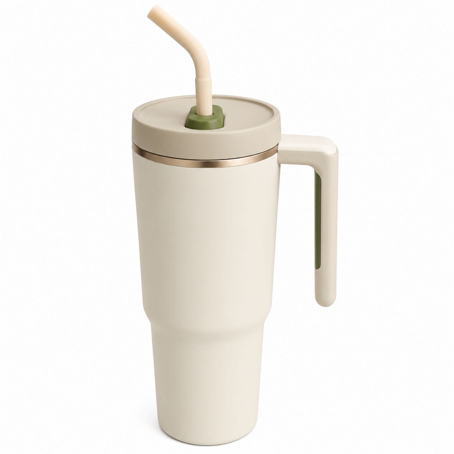 Tazza termica con cannuccia 710ml beige e verde