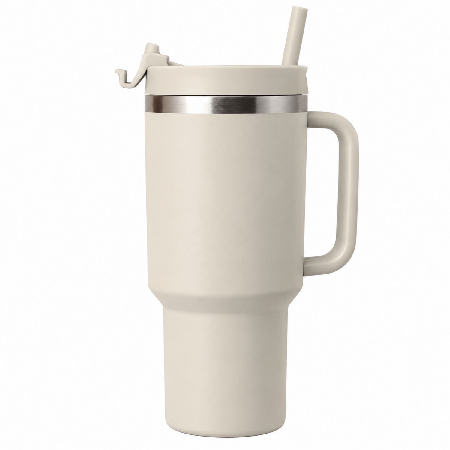 Bicchiere Termico con Coperchio e Cannuccia Beige 500ml