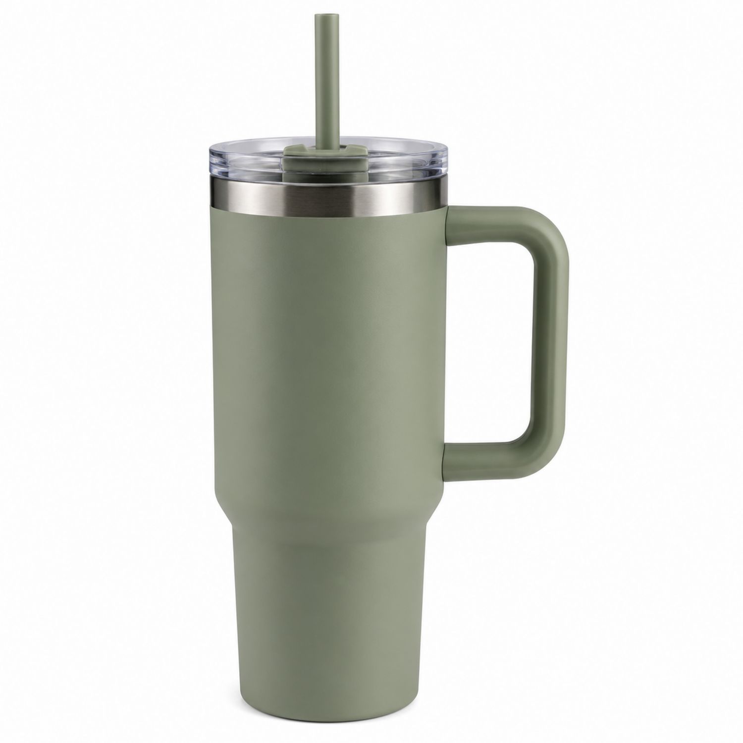 Tazza Termica 950ml Verde Oliva con Coperchio e Manico
