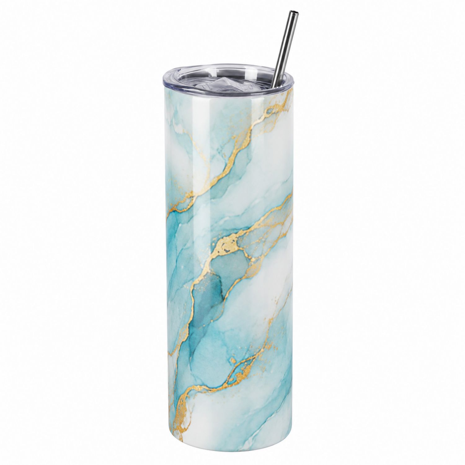 Borraccia Termica 500ml con Design Marmorizzato Blu e Oro