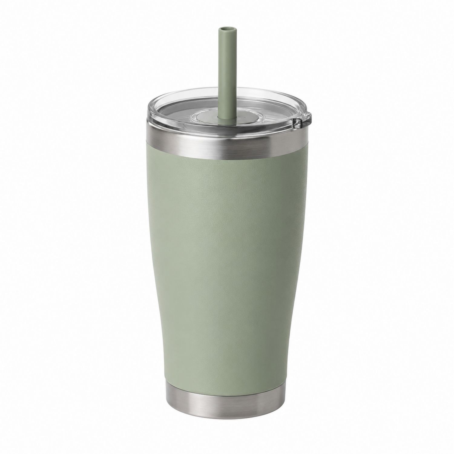 Bicchiere termico con cannuccia verde salvia 500ml