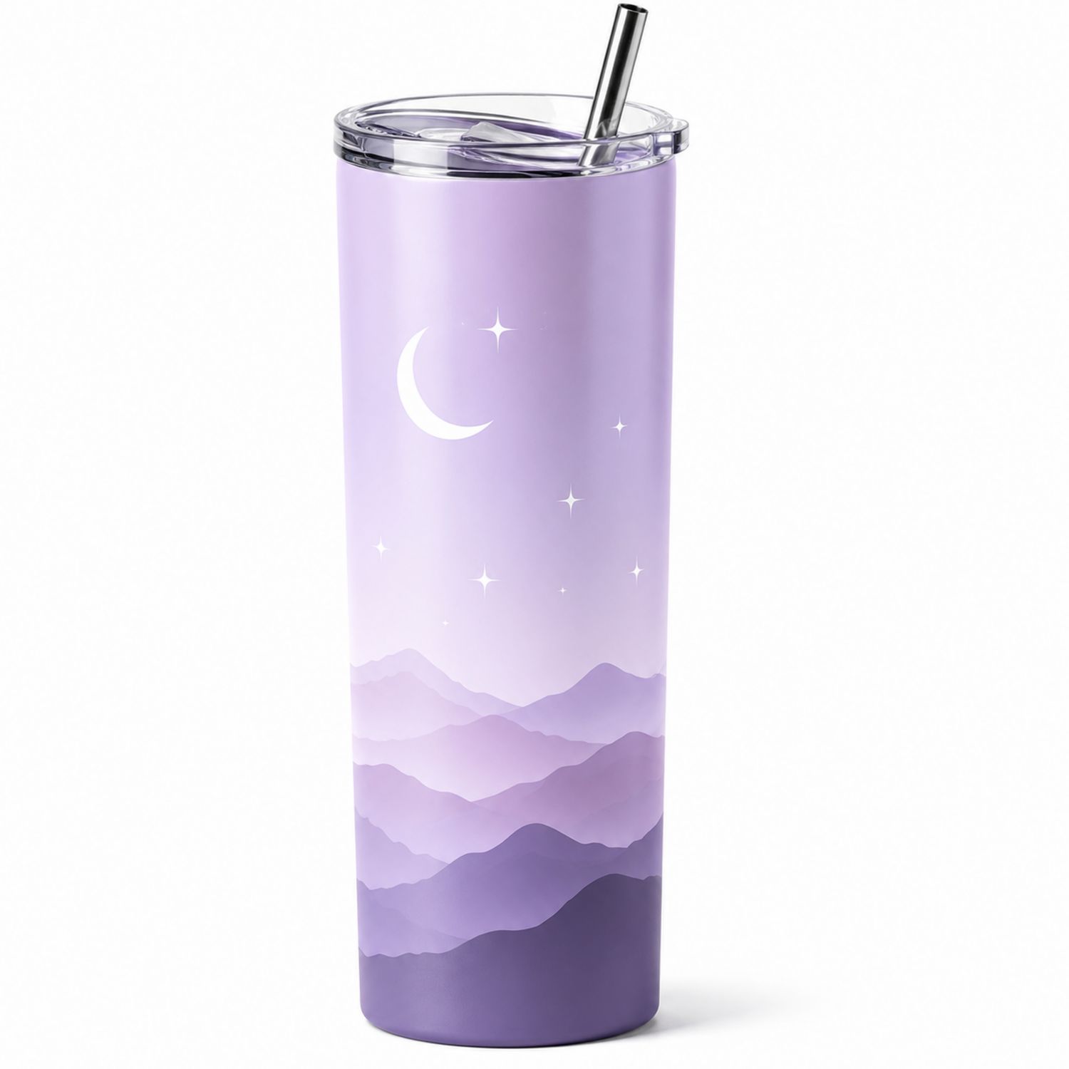 Borraccia Termica in Acciaio Inox 500ml Viola con Design Lunare