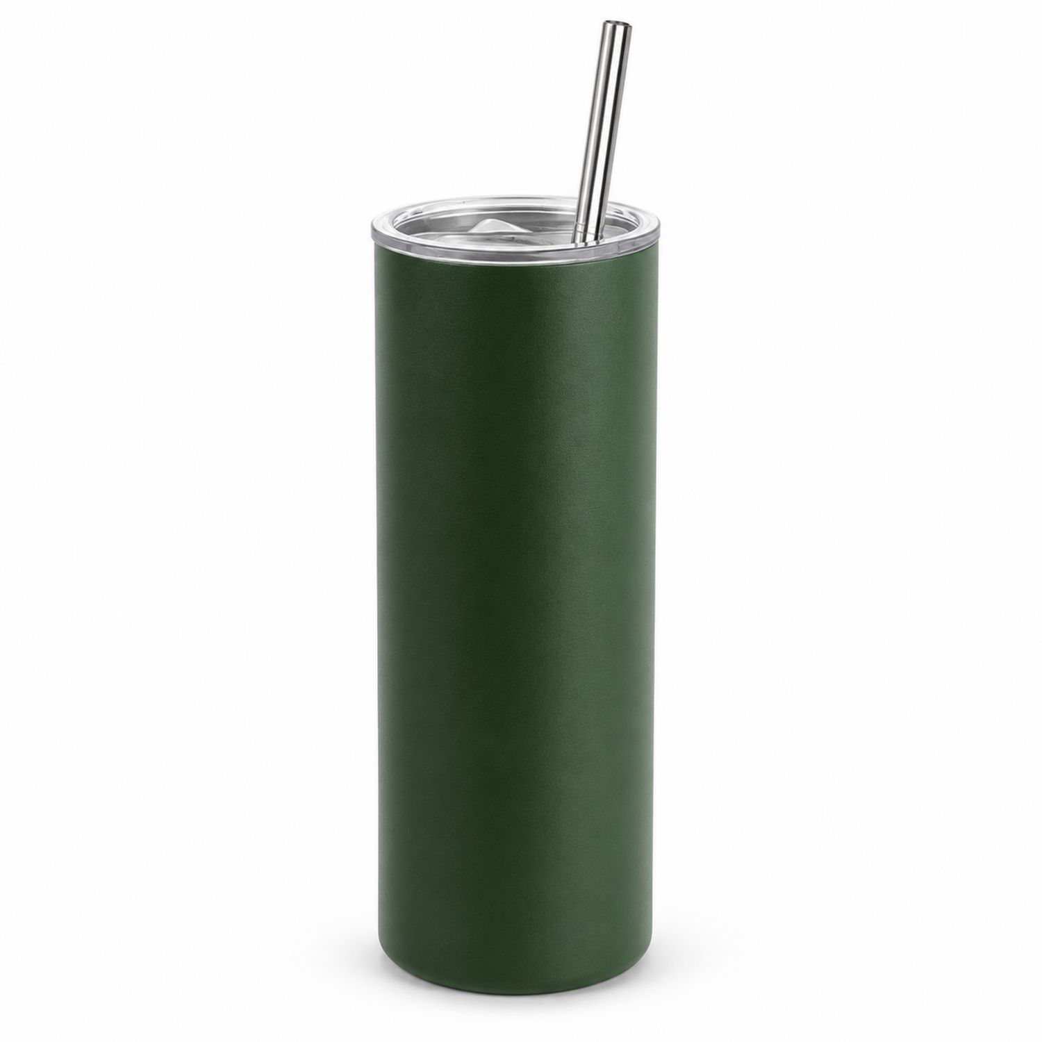 Bicchiere termico con cannuccia in acciaio inox 500 ml verde scuro
