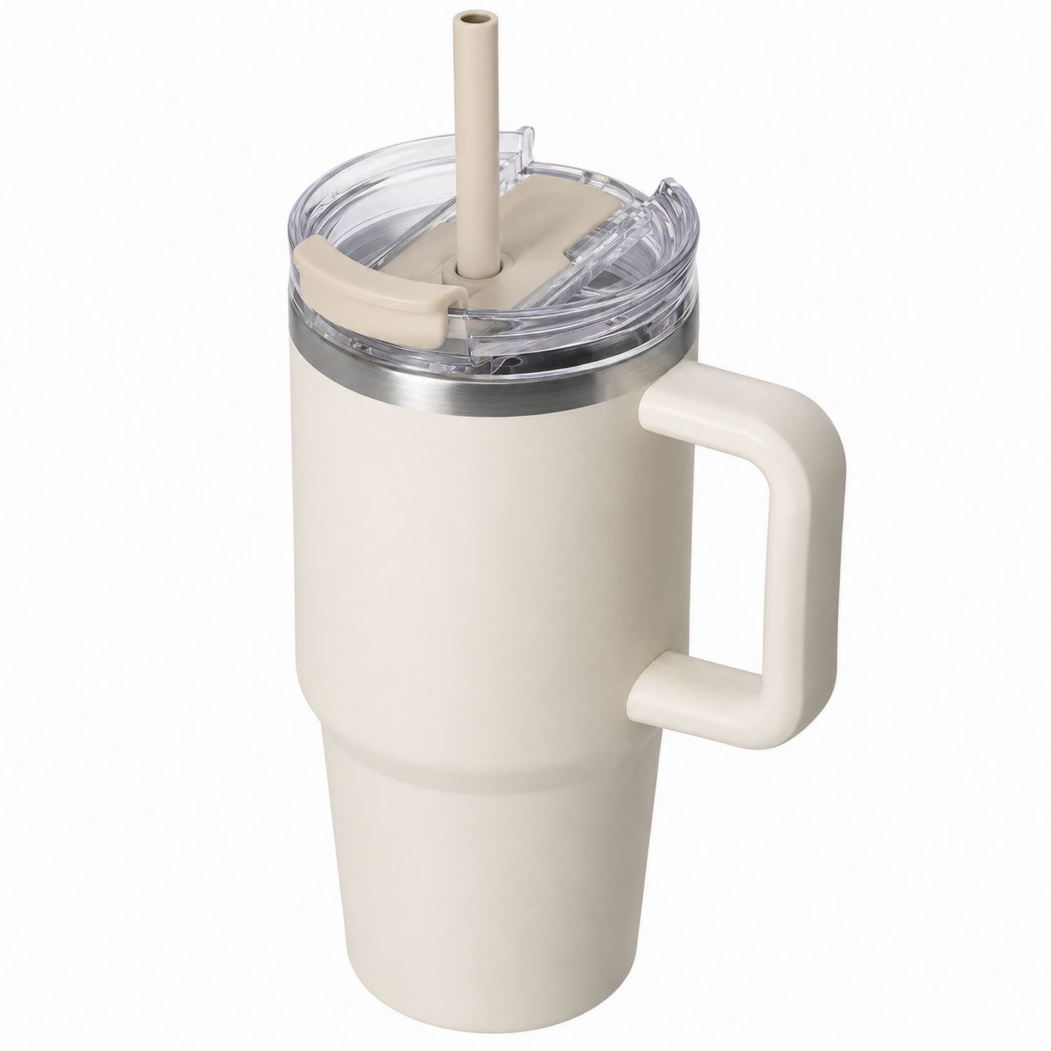 Tazza Termica con Manico e Cannuccia 710ml Beige